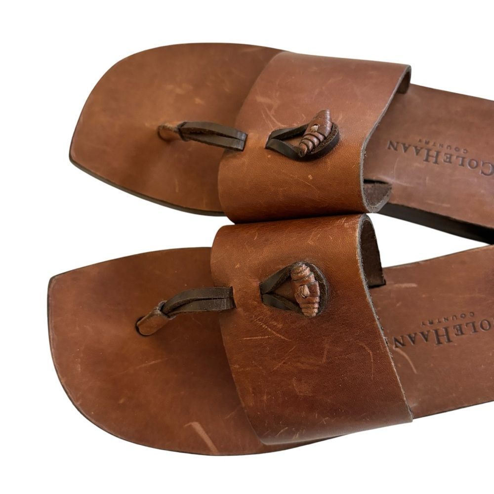 Vintage Cole Haan Country Women’s Brown Leather Toe Thong Boho Sandals 6.5B - Picture 5 of 11